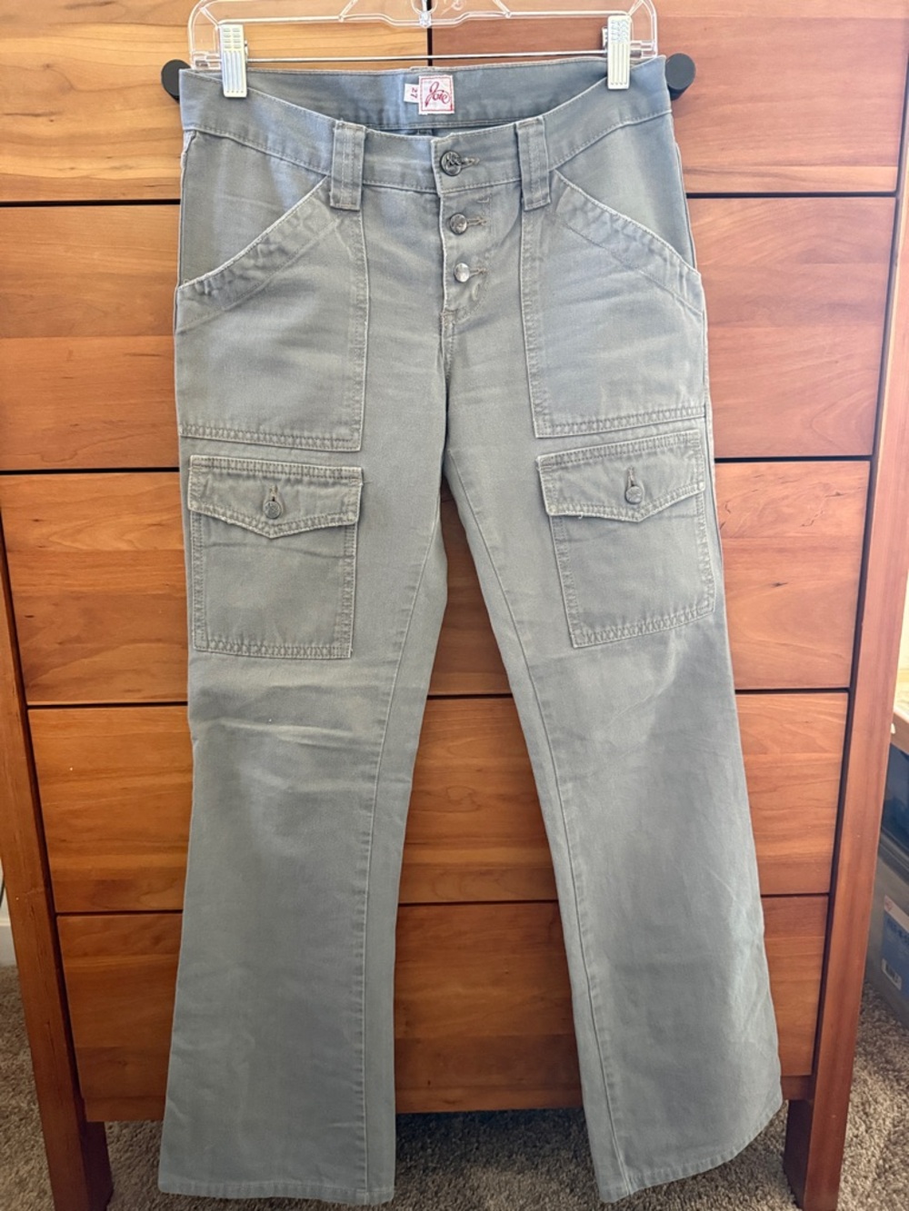 Joie Sage Green/Gray Flared Cargo Trousers Size 27